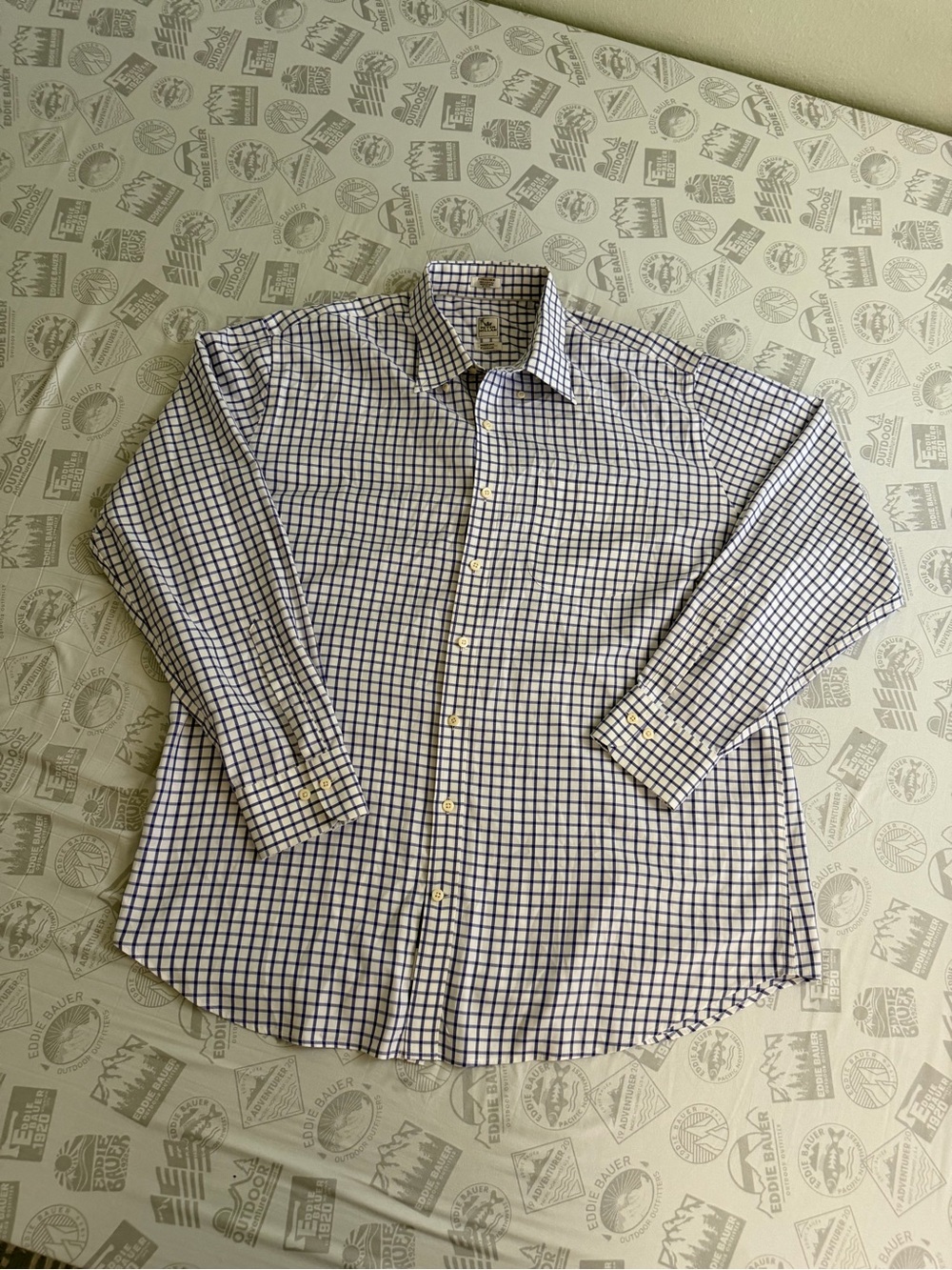 Peter Millar Button Down Mens XL Navy Check Nanoluxe Easy Care Long Sleeve Shirt